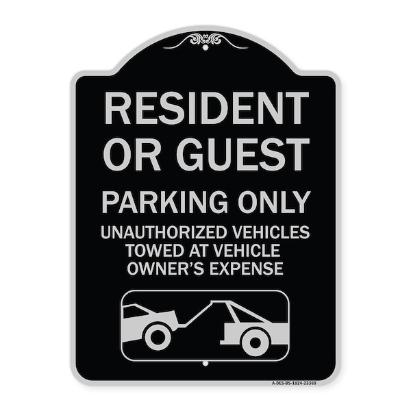 Parking Restriction Resident or Guest Parking Only Unauthorized Vehicles Towed at Own, BS-1824-23369